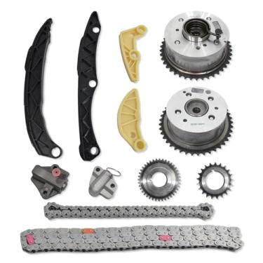 Imagem de BTSCAR Kit de guia tensor de corrente de distribuição 23121-2G590 com engrenagem VVT para KIA Sorento Optima Sportage 2015-2018, para Hyundai Santa Fe Sonata Tucson 2.0L 2.4L G4KJ Engine 24350-2G750
