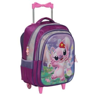 Imagem de Mochila Infantil Carrinho Angel Stitch Escolar Reforçada - Plike