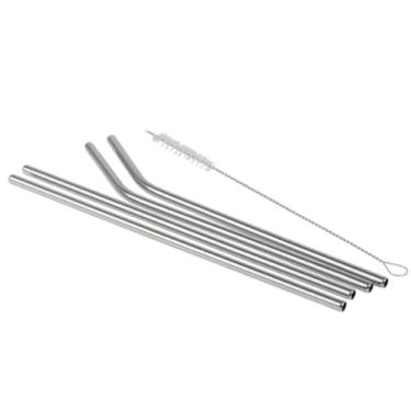 Imagem de Kit 4 Canudos Reutilizáveis de Aço Inoxidável Incluindo Escova de Limpeza Ecológicos para Bebidas Premium