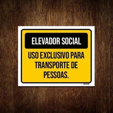 Imagem de Placa Elevador Social Uso Exclusivo Transporte 18X23 - Sinalizo.Com