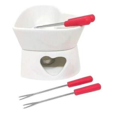 Imagem de Conjunto Fondue Cerâmica Romântico Jantar Chocolate Queijo - Haüskraft