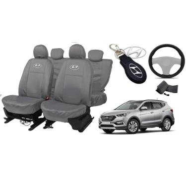 Imagem de Capa De Couro Cinza Para O Banco santa fe 2012-2019, Proteção Impermeável, Resistente, Elegante e Fácil de Instalar, Ideal para Proteger o Estofado do Seu Carro Contra Sujeira, Desgaste e Danos