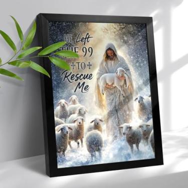 Imagem de Arte de parede em tela Jesus e leão emoldurada cristão Jesus tela decoração de parede religiosa Deus pintura impressão imagens Cristo decoração de arte para sala de estar quarto igreja presentes