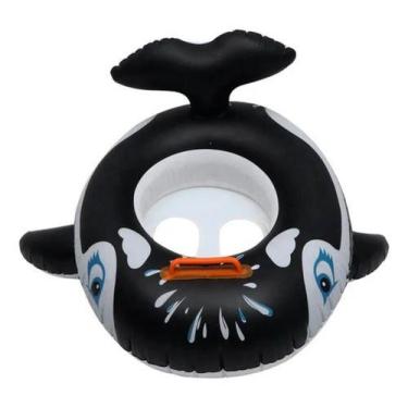 Imagem de Boia Inflável Pvc Baleia Orca Tubarão Com Fralda/assento - Kadê, Preto