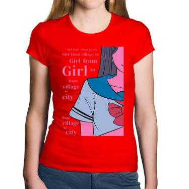 Imagem de Baby Look Algodão Girl From Village To City - Foca na Moda, Vermelho, 