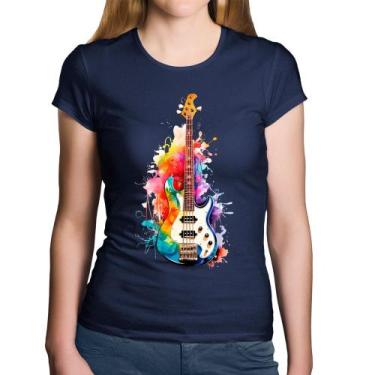 Imagem de Baby Look Algodão Contra Baixo Watercolor - Foca na Moda, Marinho, G