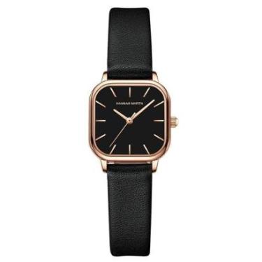 Imagem de Relógio Quadrado Feminino Hannah Martin 1759 Pulseira de Couro Preto-Feminino