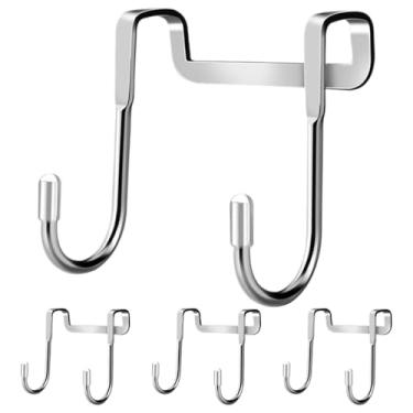 Imagem de 4 Pack Suportes em S para Porta Organizadores de Prateleira Toalhas Banho Ganchos Robustos Aço Inoxidável Premium com Boa Capacidade Suporte Fácil Instalar Sem Pregos Fitas Adesivas ou Furaduras Borda
