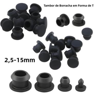 Imagem de Tampas De Borracha De Silicone Pretas Tipo T 2.5-15mm, Plugues Cônicos