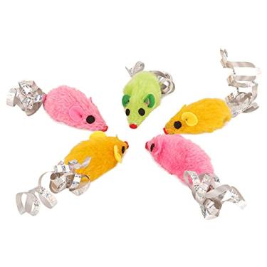 Imagem de Ainoli 5 PCS Mouse em forma de gato de pelúcia mastigando interage jogando brinquedo de treinamento com o som