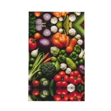 Imagem de XLLingL Introdução de várias toalhas de cozinha de waffle com estampa de vegetais, panos de prato de microfibra, perfeitos para decoração e limpeza de cozinha - 1 peça