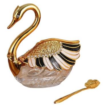 Imagem de IEUDNS Pote de açúcar em formato de cisne, pote para temperos, fácil de limpar, organizador de armazenamento, para sal e especiarias com colher para hotel e, Style C