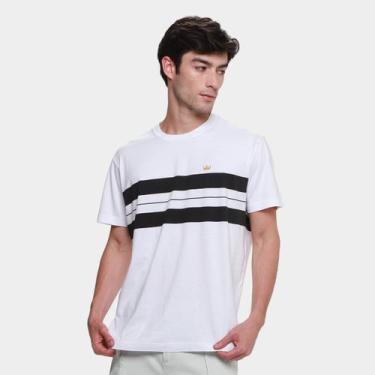 Imagem de Camiseta Osklen Vintage Listrada Pranchão Masculina, Branco, P