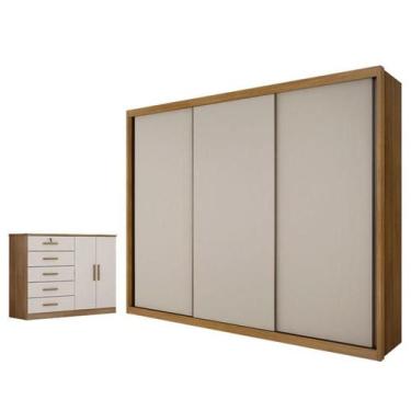Imagem de Guarda Roupa Casal Palazzo e Cômoda Seul Cumaru 25 Fendi - Novo Horizo