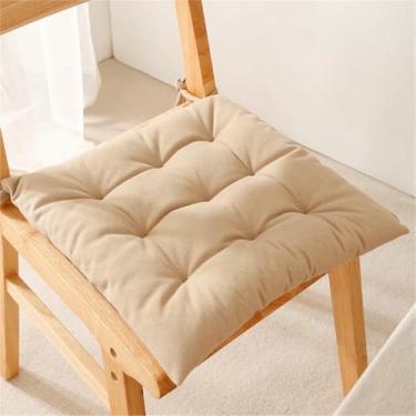 Imagem de Almofada quadrada de assento macia e espessa para cadeiras de cozinha, com amarras e base antiderrapante, ideal para sala de estar, varanda e jardim.