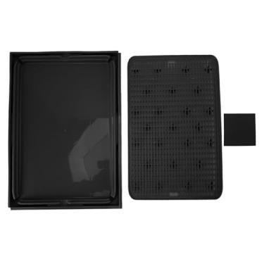 Imagem de Tapete para areia de gato Ainoli, espaçoso, camada dupla, lavável, fundo antiderrapante, caixa de areia para gato, tapete coletor de areia para gato (Preta)