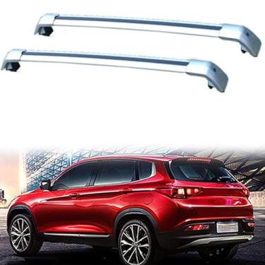 Imagem de Barras de trilho de tejadilho de carro Barras transversais para Chery TIGGO7 2015 2016 2017 2018 trilhos de teto superiores de liga de alumínio com lacuna para o teto do carro, 2 peças