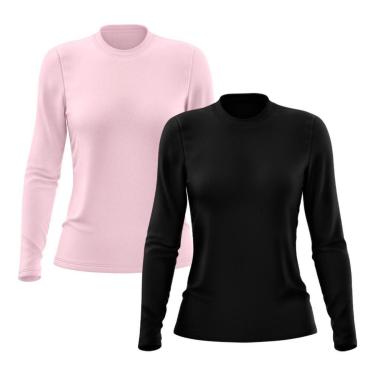 Imagem de Kit 2 Camisetas Feminina Manga Longa Segunda Pele Térmica Proteção Solar UV 50-Feminino