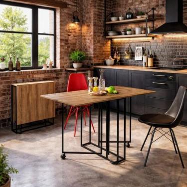 Imagem de Mesa Dobrável Com Rodinha Escritório Sala Quarto ou Cozinha - LaCasaMi
