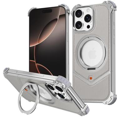 Imagem de HUHUCASE Capa com suporte de anel magnético de 360° para Samsung S25ultra/S24ultra/S23ultra: proteção contra quedas de nível militar, capa de telefone resistente e versátil (cinza prateado, Samsung