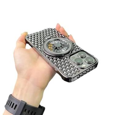 Imagem de HUHUCASE Capa para celular iPhone 12/13/14/15/16PROMax, suporte de giroscópio, dissipação de calor, capa protetora de malha favo de mel (preta, iPhone 14PRO)