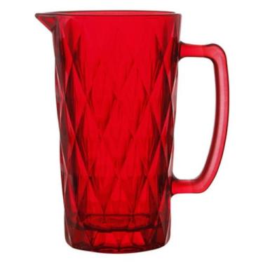 Imagem de Jarra de Vidro Diamond Vermelho Rubi 1L Mesa Posta Água Suco Bebidas -