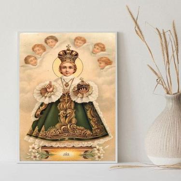 Imagem de Quadro Decorativo Menino Jesus De Praga 33X24Cm - Com Vidro