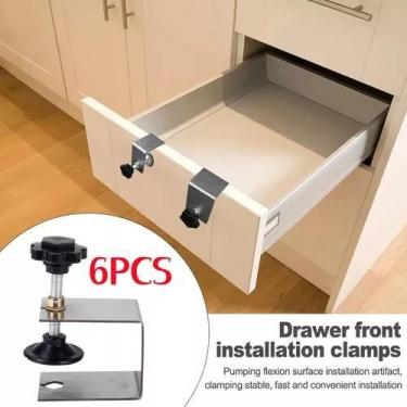 Imagem de 6pc gaveta de metal frente instala o grampos gabinete com f - Roku