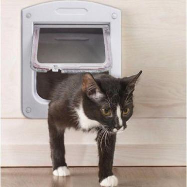 Imagem de Passagem Para Cães E Gatos Porta Pet Door Até 7kg 4 Funções Com Trava 