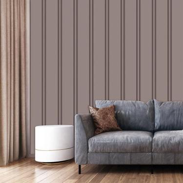 Imagem de Papel De Parede Efeito Ripas Bege Lavável Adesivo Escuro