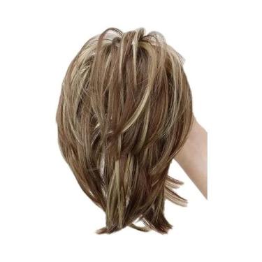 Imagem de Aplique De Cabelo Sintético Cacheado Em Coque Desgrenhado Com Presilha