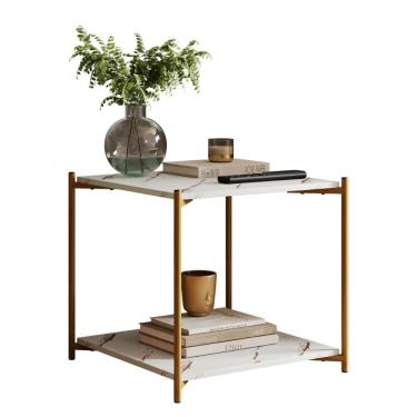 Imagem de Mesa Lateral Quadrada G7002 com Pés de Metal