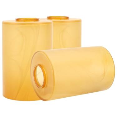 Imagem de GoldSwift Pacote com 3 globo e sombra de vidro alabastro âmbar, 16 cm de altura, encaixe de 3,5 cm, tampa de lâmpada de vidro cilíndrico fosco para candelabro, luminárias de parede e arandela