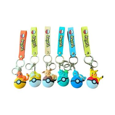 Imagem de Conjunto De Chaveiros Pokémon Pikachu, Eevee E Charmander Com Poké Bal