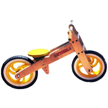 Imagem de Bicicleta de Equilíbrio sem Pedal de Madeira - Amarelo - Kits e Gifts