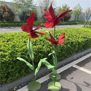 Imagem de Conjunto de flores artificiais grandes - 3 decorações florais de borboleta gigante para casamentos, festas de aniversário e decoração de casa - ideal para eventos e vitrines