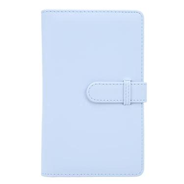 Imagem de Álbum de fotos de 7,6 cm com 108 bolsos, mini livro de fotos de couro PU com páginas internas transparentes, para Mini 12 e 11 fotos, casamento, viagem, crescimento do bebê (azul)