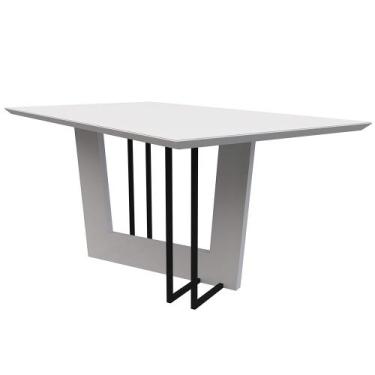 Imagem de Mesa de Jantar Tampo com Vidro Cibele 160 cm Off White - D'Rossi - DRo