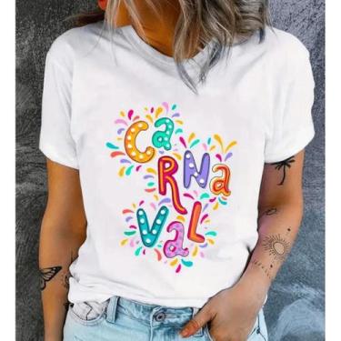 Imagem de Camisa Camiseta Feminina Carnaval Máscara Folia Bloco Pena Fantasia Fe