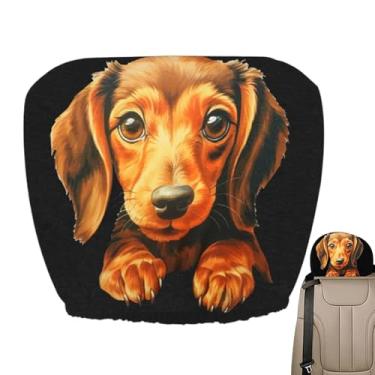 Imagem de Capas de encosto de cabeça para carro | Protetor de encosto de cabeça impresso em cachorro para banco dianteiro | Decoração automotiva protetora para viagens viagens viagens longas proteção de direção