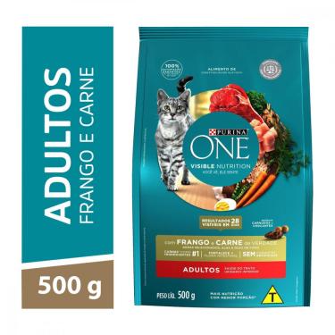 Imagem de Ração Purina One Gatos Adultos Frango e Carne 500g