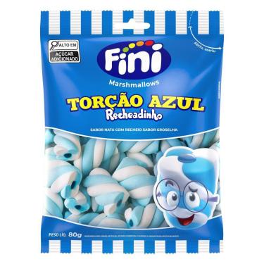 Imagem de Marshmallow Recheado Azul Branco 80g Fini
