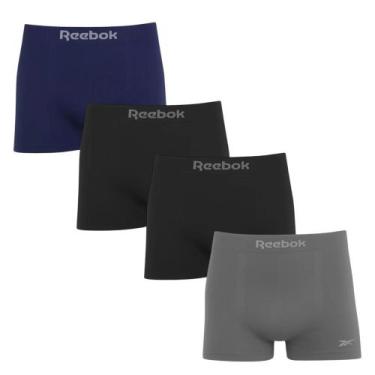 Imagem de Kit 4 Cuecas Boxer Reebok Sem Costura Masculina - Marinho e Cinza P, M