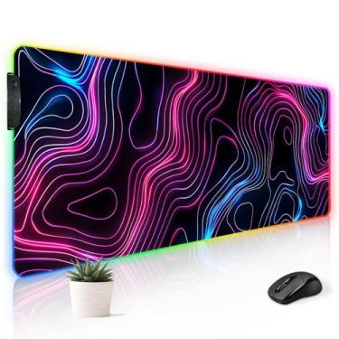 Imagem de Stanoha Mouse pad RGB LED tapete de mesa para jogos teclado grande fofo computador desktop laptop 14 luz 2GG longo gigante grande design moderno exclusivo para homens meninos gamer grande grande