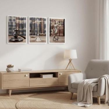 Imagem de Kit 3 Quadros Justiça Advocacia 40x60 Moldura - Zarco Interiores, Bran