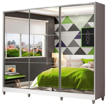 Imagem de Guarda Roupa Juvenil 100% Mdf Madesa com Espelho Branco