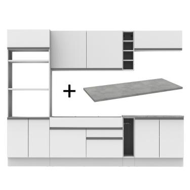 Imagem de Cozinha Completa Branca com Armário e Balcão + Tampo Madesa