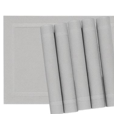 Imagem de Jogo 6 Lugar Americano Retangular Mesa Pvc Cinza Claro Executivo 30x45cm Em Casa Tem