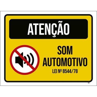 Imagem de Kit 5 Placa Acm Atenção Som Automotivo Lei 18X23 - Sinalizo