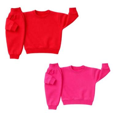 Imagem de Kit 2 Conjuntos de Moletom Infantil Básico Liso Unissex Peluciado Bebê